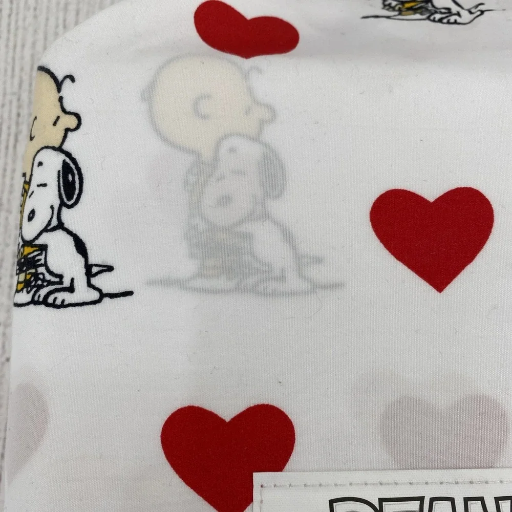 Peanuts Snoopy Sheet Set QUEEN White Charlie Brown Hearts Love Berkshire